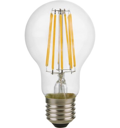 E27 8W dimbare LED lamp - A60, filament, 806lm, helder glas, 2500K