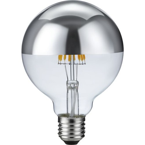 E27 6,5W dimbare LED kaarslamp - G95, topverzilverd, 2500K