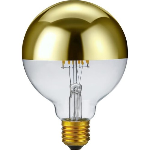 E27 6,5W dimbare LED kaarslamp - G95, topverspiegeld goud, 2500K