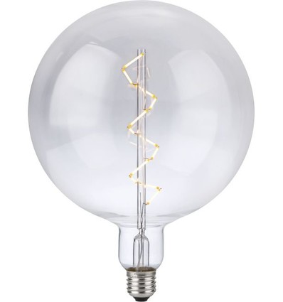 E27 6W XXL Globe LED lamp - G200, spiraal filament, 580lm, dimbaar, helder glas
