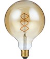 E27 5W dimbare LED filamentlamp - G125, Double Helix, 300lm, 2000K, goud glas