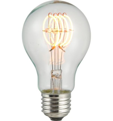 E27 4W dimbare LED filament lamp - A60, Flex filament, 2200K, 210lm, helder glas
