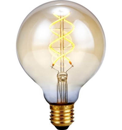 E27 5W dimbare LED-lamp - G95, Gold, Flex Double Helix, 2000K, 300lm
