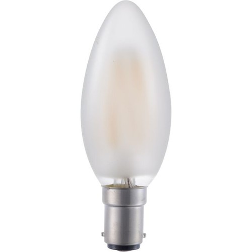 BA15d 4W LED kaarslamp filament - 320lm, 2500K, mat glas, dimbaar