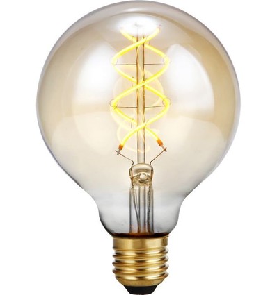 E27 5W 3-staps dimbare LED lamp - G95, Goud, Filament Flex, 2200K, 460lm