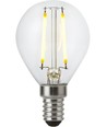 E14 2W dimbare LED kogellamp - G45, filament, helder glas, 2700K