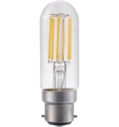 B22d 5W dimbare LED filament buislamp - 9,5cm, 2700K, helder glas
