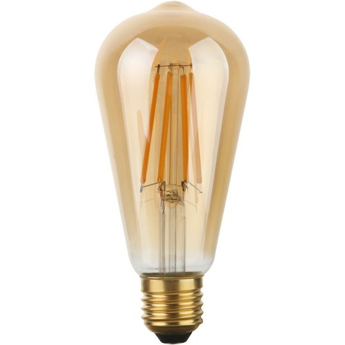 E27 8W dimbare LED Rustika lamp - ST64, 640lm, 2200K, goud glas, filament