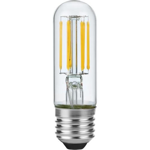 E27 5W dimbare LED buislamp - 9,5cm, filament, 640lm, helder glas, 2700K