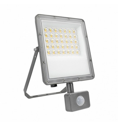 30W NOCTIS MAX breedstraler met PIR-sensor - IP44, CCT, grijs