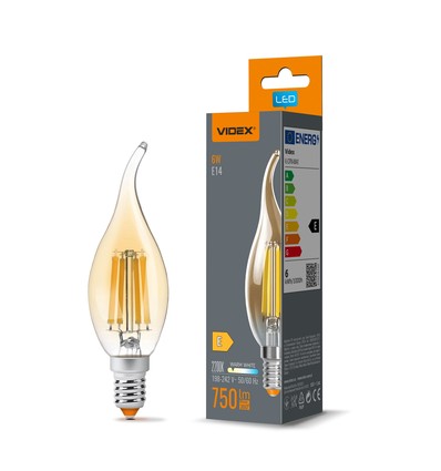 E14 6W LED kogellamp filament - C37, brons glas, extra extra warm wit