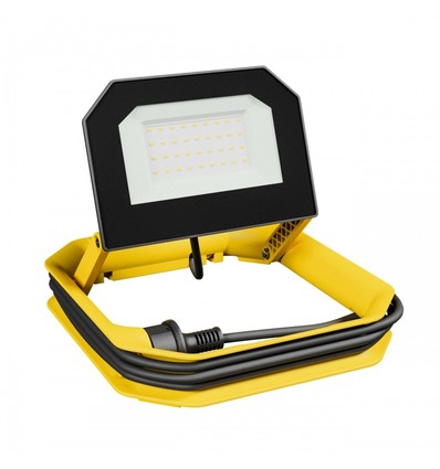 30W schijnwerper met voet, oprol en haak - Werklamp, 3m kabel, Schuko stekker, IP65 buiten