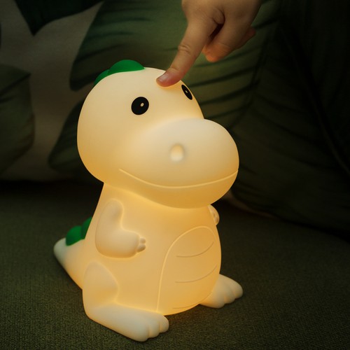 MOCHI Dinosaurus nachtlampje van zachte siliconen - oplaadbaar, kleurwissel + warm wit