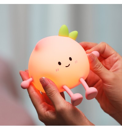 MOCHI Perzik nachtlampje van zachte siliconen - oplaadbaar, touch dimbaar