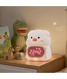 MOCHI Grijze nachtlamp met klok van zachte siliconen - oplaadbaar, kleurwissel + warm wit