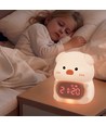 MOCHI Grijze nachtlamp met klok van zachte siliconen - oplaadbaar, kleurwissel + warm wit