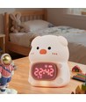MOCHI Grijze nachtlamp met klok van zachte siliconen - oplaadbaar, kleurwissel + warm wit