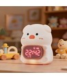 MOCHI Grijze nachtlamp met klok van zachte siliconen - oplaadbaar, kleurwissel + warm wit
