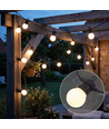 5m LED-lichtsnoer met 10 lampen - Warm wit, IP44, 230V, 0,5W lampen