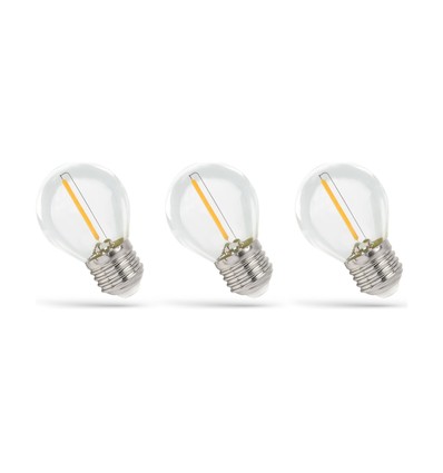 LED lampen E27 1W - 230V, filament, warm wit, helder, Spectrum, 3-pak