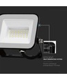 20W V-Tac Slimline LED-breedstraler - Samsung LED-chip, zwarte behuizing, IP65 buiten