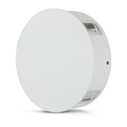 V-Tac 4W LED wandlamp - IP65, wit, rond, 4-weg licht, 4000K, incl. lichtbron