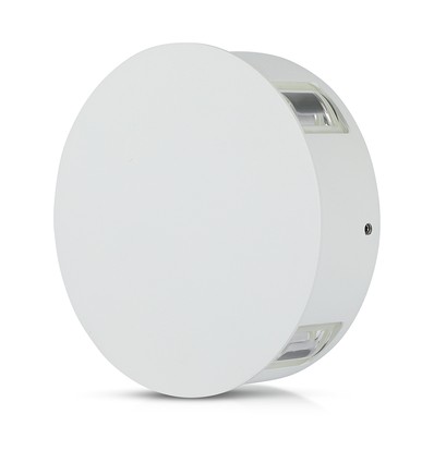 V-Tac 4W LED wandlamp - IP65, wit, rond, 4-weg licht, 4000K, incl. lichtbron