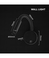 V-Tac 3W LED bedlamp - CREE chip, zwart, wandlamp, warm wit