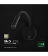 V-Tac 3W LED bedlamp - CREE chip, zwart, wandlamp, warm wit