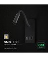 3W LED bedlamp met USB-A en USB-C oplaadpoort - CREE chip, zwart, incl. lichtbron