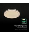 V-Tac 30W/60W/30W Designer plafondlamp - CCT, dimbaar, bruine rand, incl. afstandsbediening