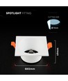 V-Tac GU10 inbouwspot - Vierkant, wit, Deep Anti Glare, zonder lichtbron