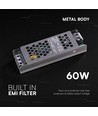 60W / 12V DC Slim voeding voor LED-strips - 5A, IP20