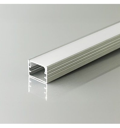 2m aluminium profiel - Zilver, incl. matte cover, voor opbouw