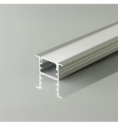 2m aluminium profiel voor inbouw - Zilver, incl. matte cover
