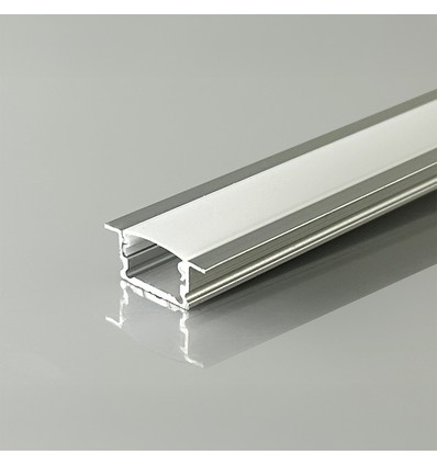 2m alu profiel montageset - Inbouw - Zilver, 13,2x7mm, incl. cover
