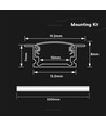 2m alu profiel montageset - Inbouw - Zilver, 13,2x7mm, incl. cover