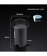 V-Tac 1W LED grondspot - IP67, zwarte behuizing, 6400K