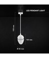 V-Tac 9W LED hanglamp - 3000K, witte behuizing