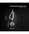 V-Tac 20W LED hanglamp - Ø18cm, 3000K, rookglas, decoratieve plafondlamp