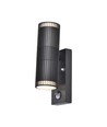 V-Tac GU10 wandlamp met PIR-sensor - Up/Down light, IP44 buiten, zwart, excl. lichtbron