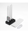 6-pak witte LED kaarsen incl. oplaadstation - Ø2cm, H: 25cm, dinerkaarsen, incl. afstandsbediening, timer