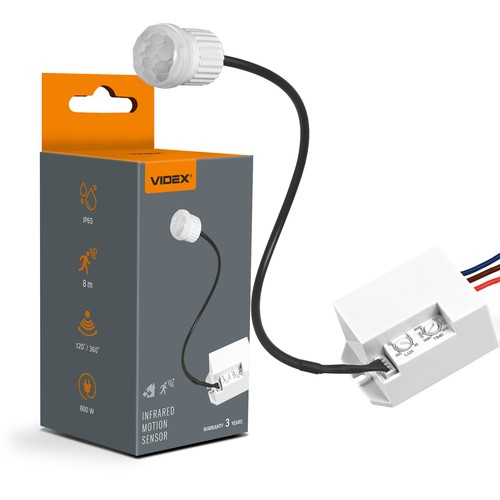 PIR bewegings- en lichtsensor 800W - IP65, inbouwsensor