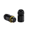 Zwarte ronde kabeldoos, 5-aderig - IP68 waterdicht, voor het verbinden van kabels, Ø4-14mm kabel