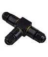 Zwarte T-lasdoos, 3-aderig - IP68 waterdicht, voor kabelverbindingen, Ø6-11mm kabel