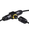 Zwarte T-lasdoos, 3-aderig - IP68 waterdicht, voor kabelverbindingen, Ø6-11mm kabel