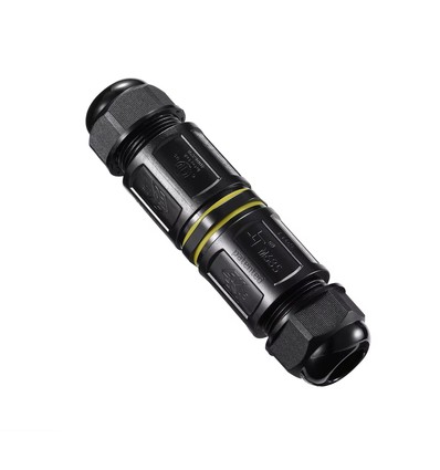 Zwarte ronde kabeldoos, 3-aderig - IP68 waterdicht, voor het verbinden van kabels, Ø4-8mm kabel