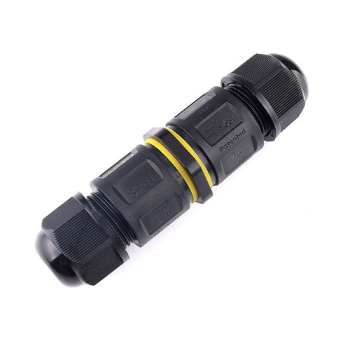 Zwarte ronde kabeldoos, 3-aderig - IP68 waterdicht, voor kabelverbinding, Ø6-11mm kabel
