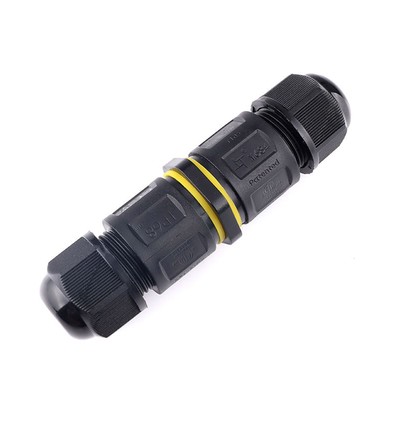 Zwarte ronde kabeldoos, 3-aderig - IP68 waterdicht, voor kabelverbinding, Ø6-11mm kabel