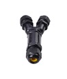 Zwarte Y-verdeeldoos, 5-aderig - IP68 waterdicht, voor kabelverbindingen, Ø8-12mm kabel